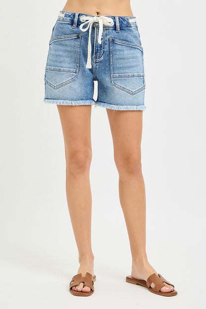 Risen Slouchy Eyelet String Detail Shorts