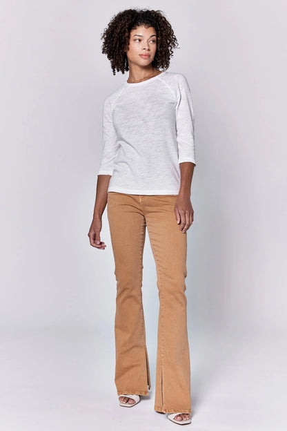 Dear John Sonoma Crew Neck Raglan Slub Knit Top