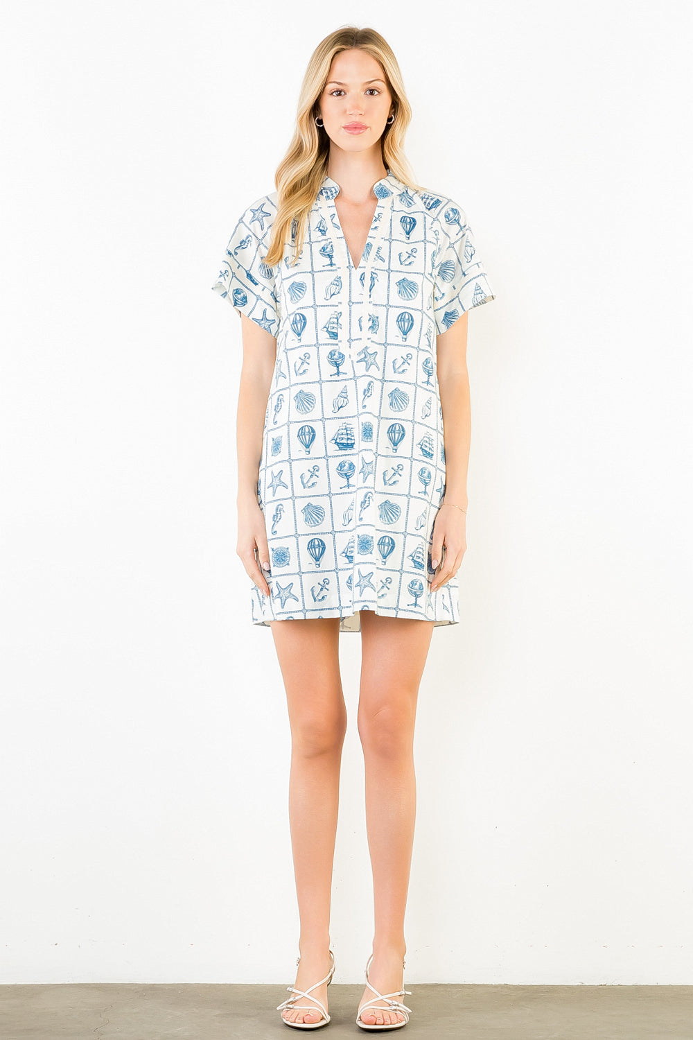 THML Shell Detail V Neck Dress