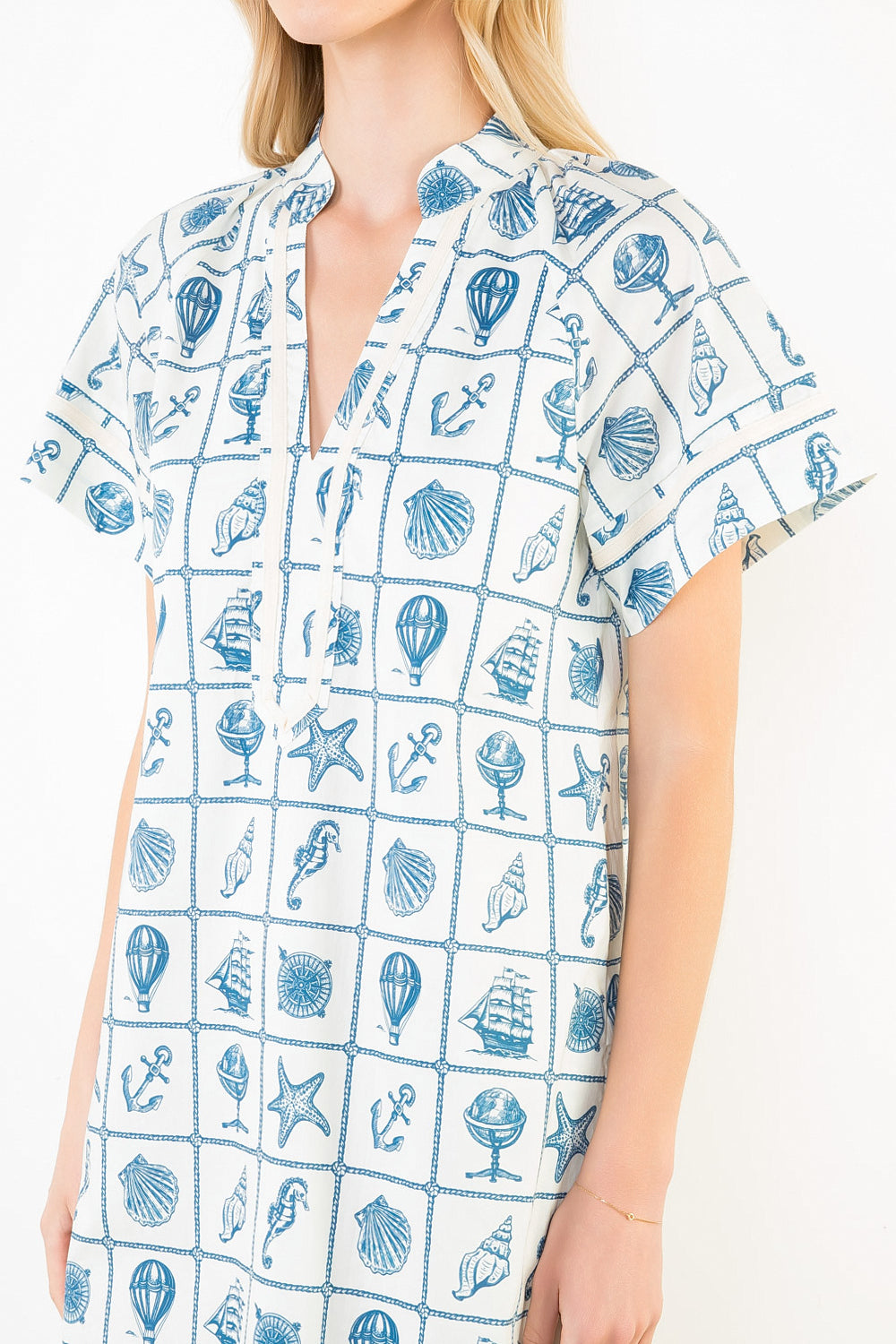 THML Shell Detail V Neck Dress