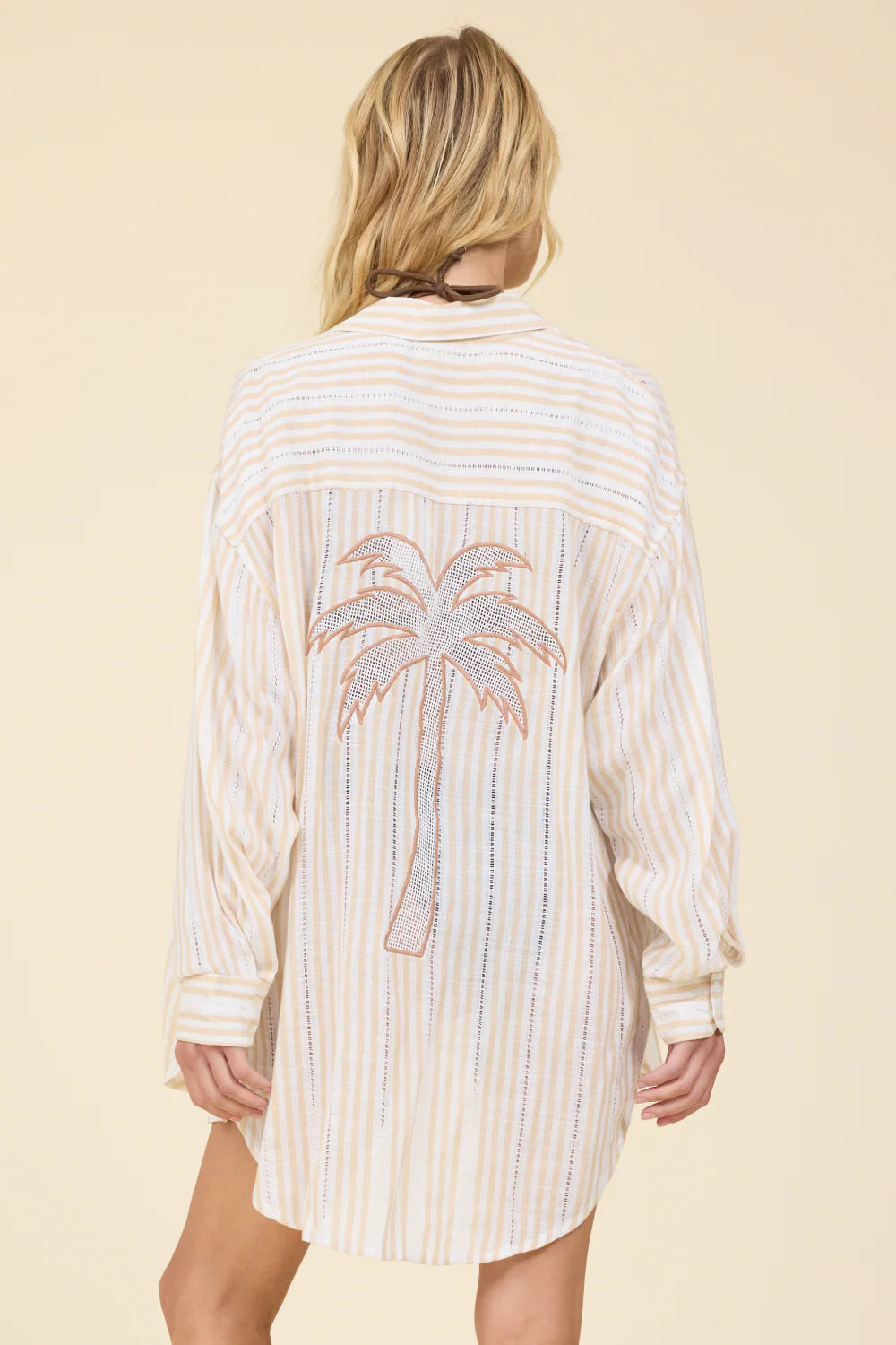 Surf Gypsy Striped Palm Tree Applique Shirt