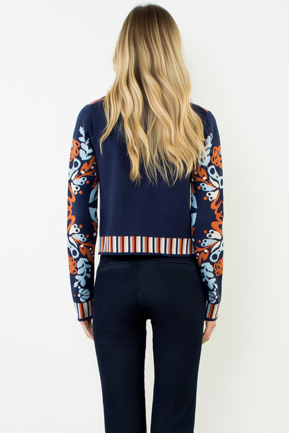 THML Floral V-Neck Cardigan W/ Gold Buttons