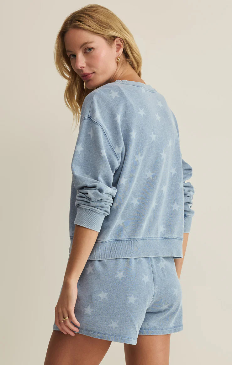 Z Supply Written Stars Denim Sweatshirt