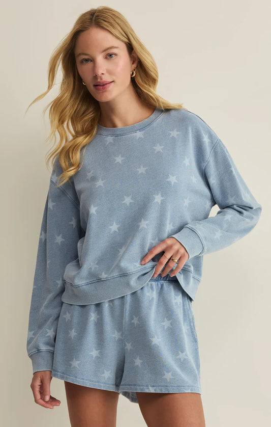 Z Supply Written Stars Denim Sweatshirt