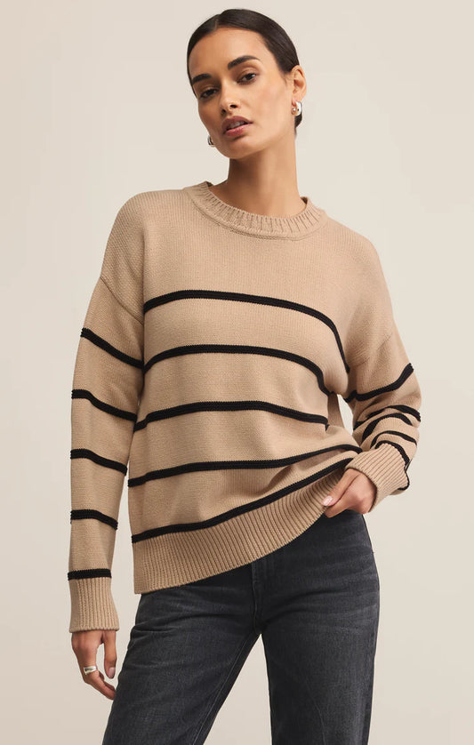 Z Supply Boyfriend Striped Cotton Sweater