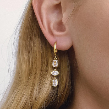 Sunniva CZ Triple Drop Earrings