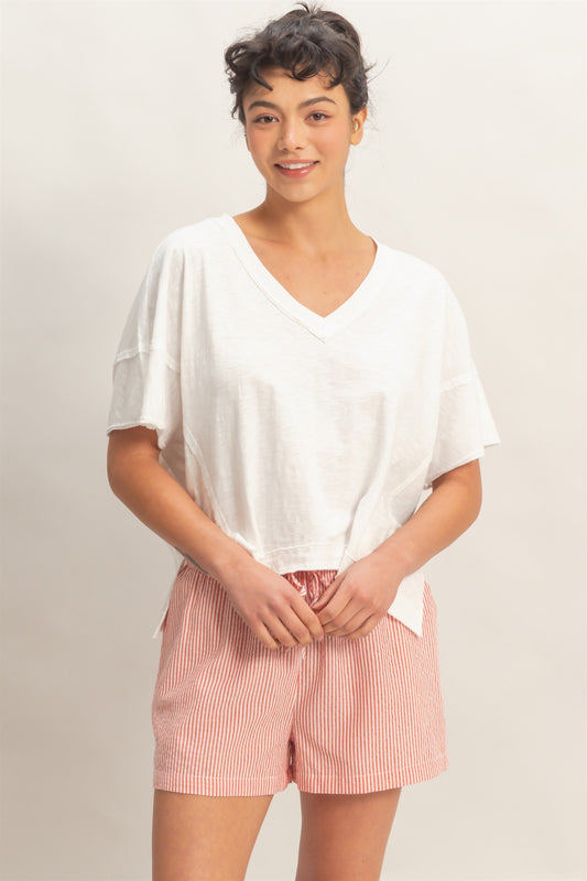 Oversized V-Neck S/S Top