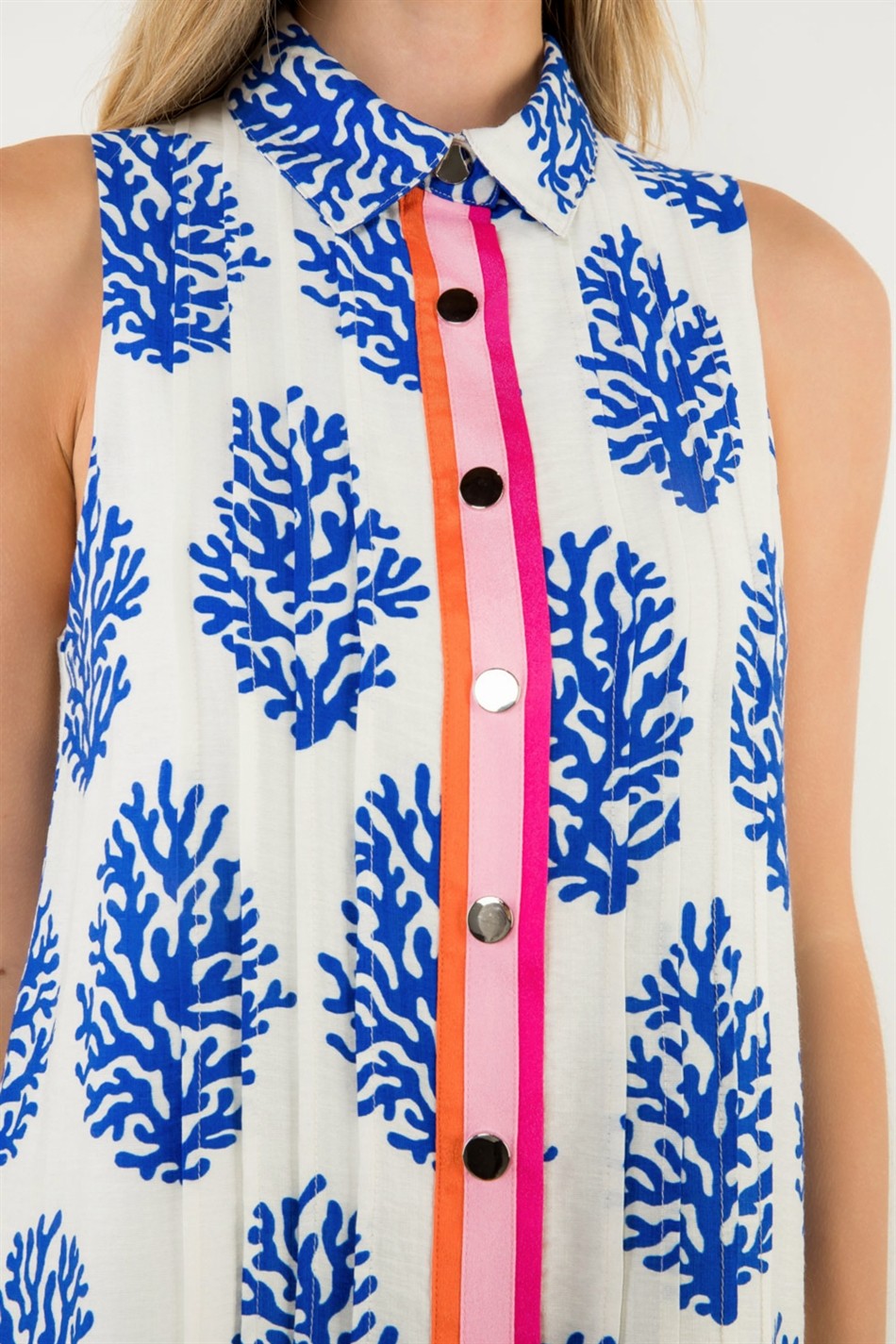 THML Sleeveless Collared Print Dress