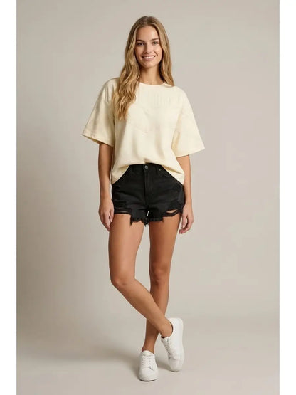 Mix Lace Trim Detail S/S Top