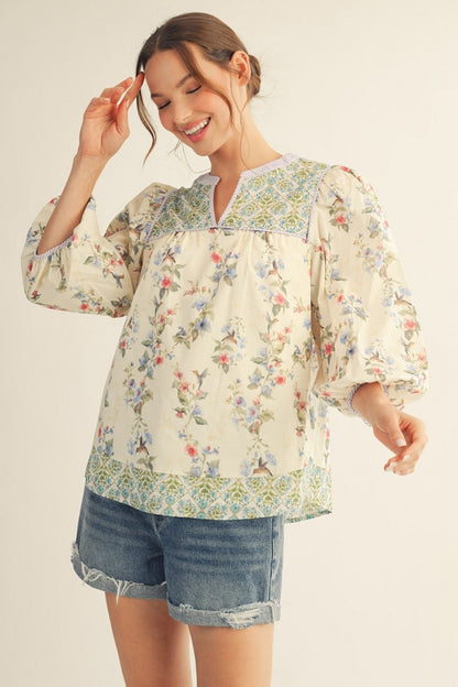 Floral Peasant Style Top