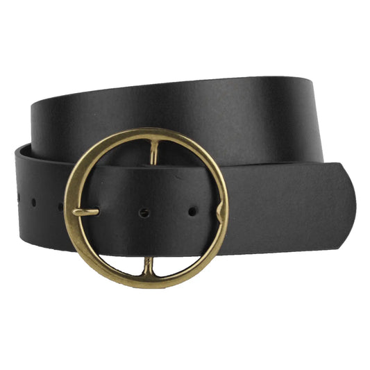 Ultra Wide Genuine LeatherCircle Buckle Belt
