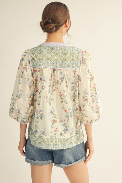 Floral Peasant Style Top