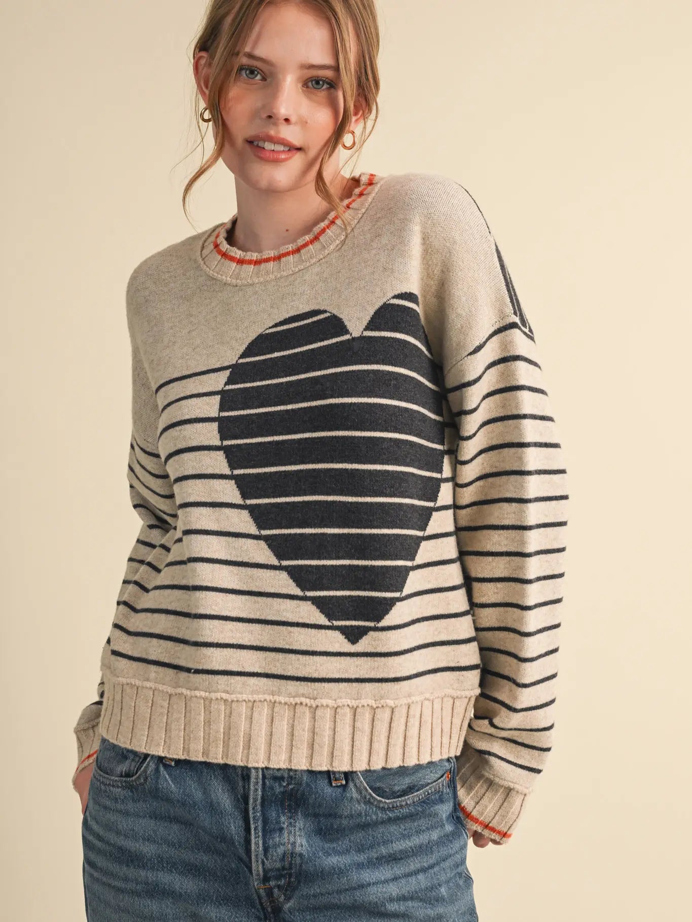 Heart Striped Sweater