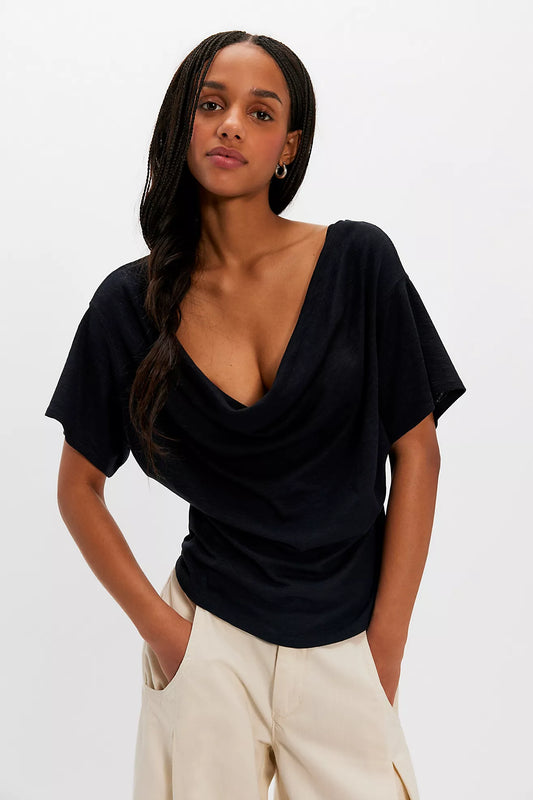 Free People Waterfall Cowl Neck Top