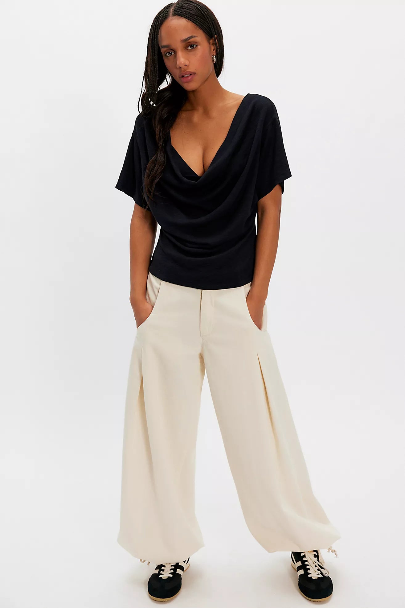 Free People Waterfall Cowl Neck Top