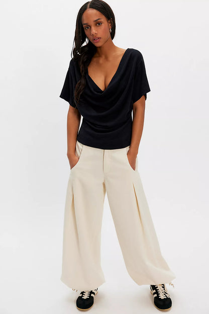 Free People Waterfall Cowl Neck Top