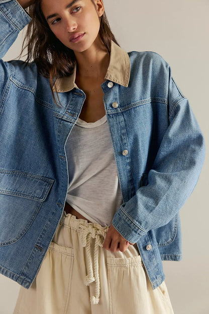 Free People Lemon Oversized Denim Jacket
