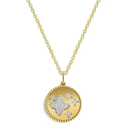 Clover Pave Disk Necklace
