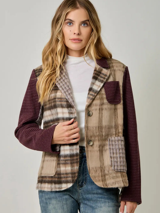 Plaid Mixed Media Sport Coat