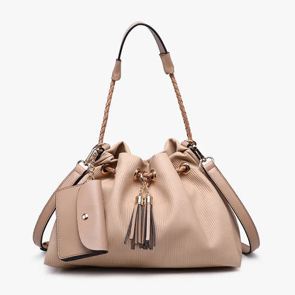 Aaliyah Pleated Drawstring Bucket Bag