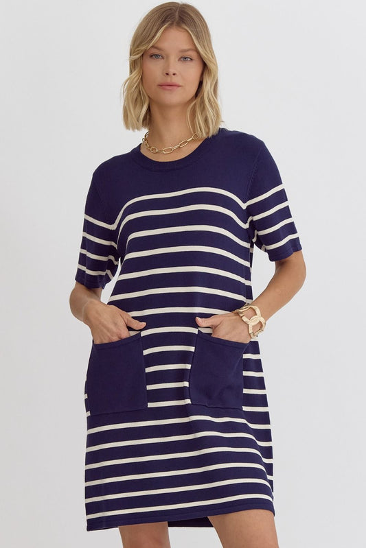 Stripe S/S Knit Dress