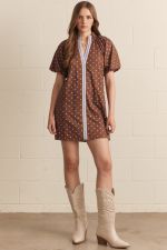 Polka Dot Short Sleeve Puff Mini Dress