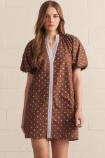 Polka Dot Short Sleeve Puff Mini Dress