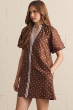 Polka Dot Short Sleeve Puff Mini Dress