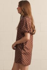 Polka Dot Short Sleeve Puff Mini Dress