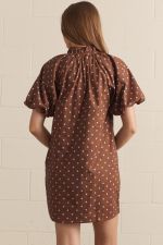 Polka Dot Short Sleeve Puff Mini Dress