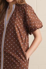 Polka Dot Short Sleeve Puff Mini Dress