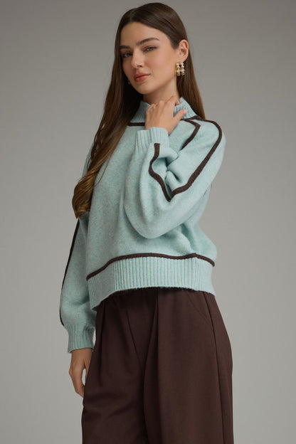 Mock Neck Balloon Sleeve Sweater