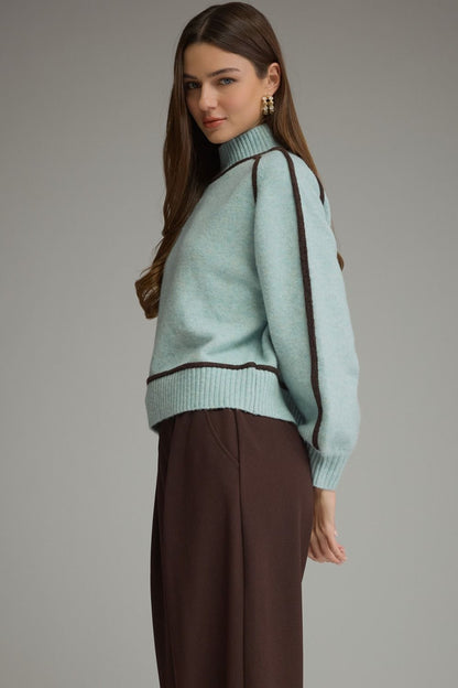 Mock Neck Balloon Sleeve Sweater