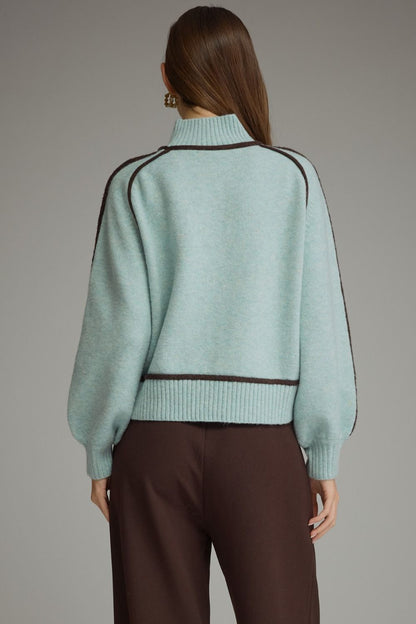 Mock Neck Balloon Sleeve Sweater