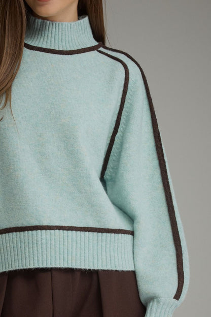 Mock Neck Balloon Sleeve Sweater