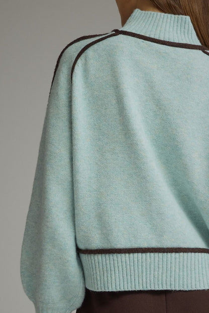 Mock Neck Balloon Sleeve Sweater