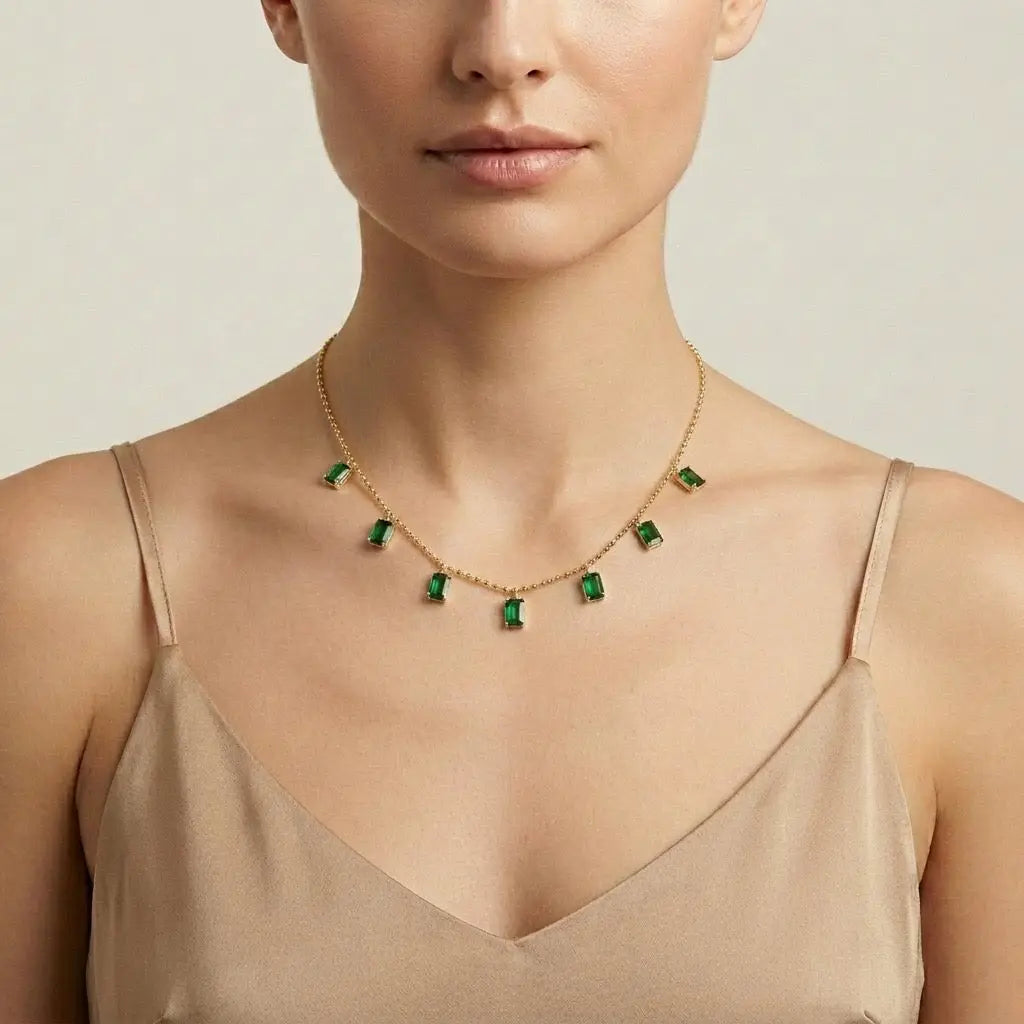Sahira Georgian Emerald Bezel Necklace