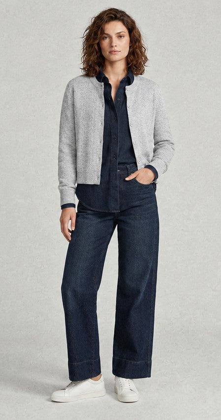 Mix Media Cardigan W/ Denim