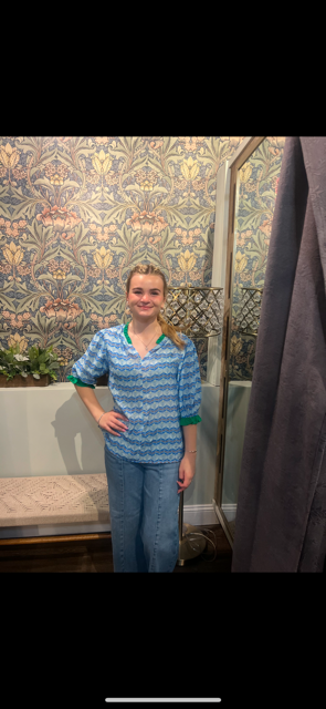 Voy Green Trim Blouse #7