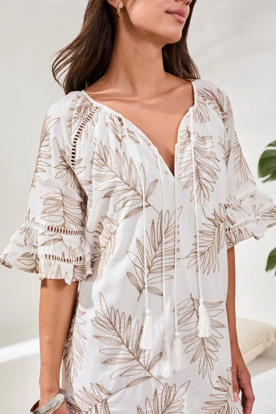 Tribal Embellished Dress with Raglan Sleeves