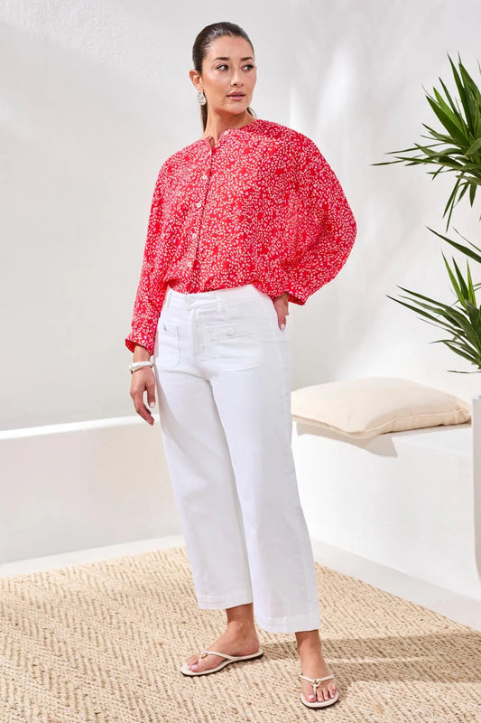 Tribal Sophia High Waisted Kick Flare Jeans W/ Front Pockets