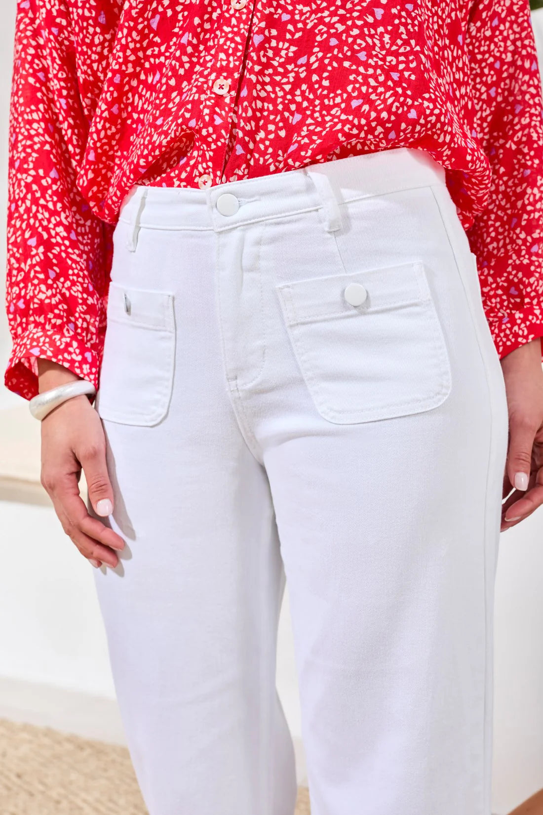 Tribal Sophia High Waisted Kick Flare Jeans W/ Front Pockets