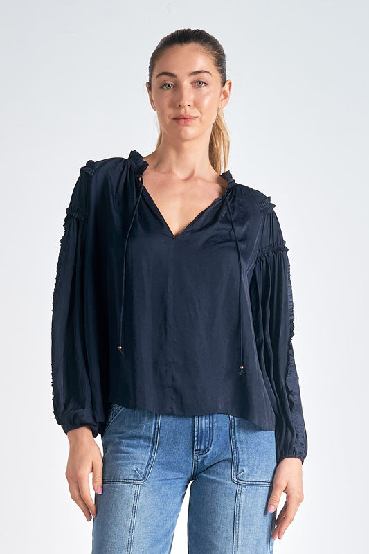 Elan Tie Neck Blouse