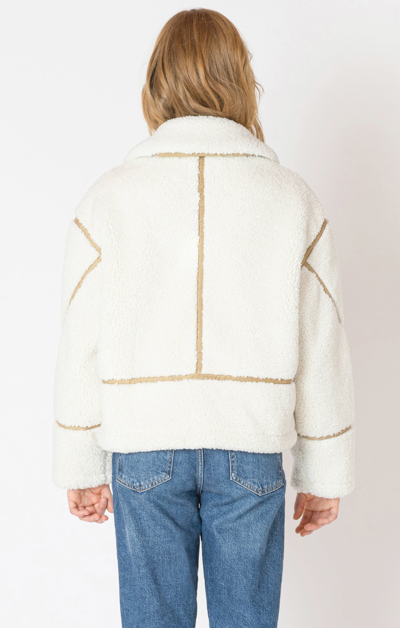 Dex Contrast Detail Sherpa Jacket with Faux Suede
