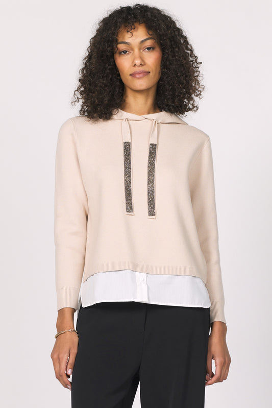 Another Love Shayna Hoodie Sweater W/ Contrast Hem