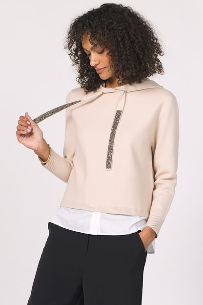 Another Love Shayna Hoodie Sweater W/ Contrast Hem