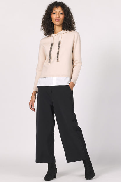 Another Love Shayna Hoodie Sweater W/ Contrast Hem