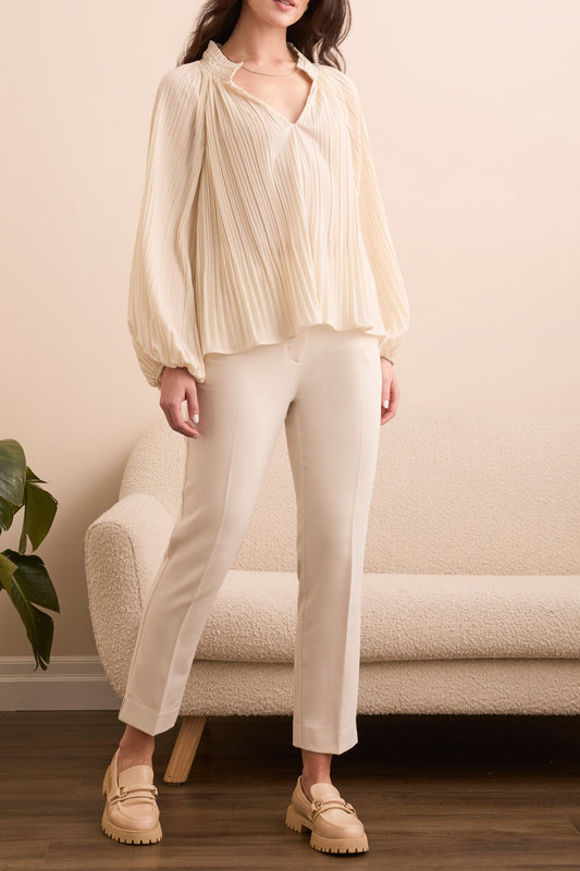 Tribal L/S Blouse W/ Ruffle Collar
