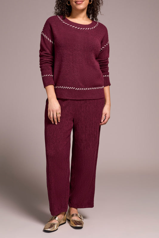 Tribal Whip Stitch Crew Neck Sweater