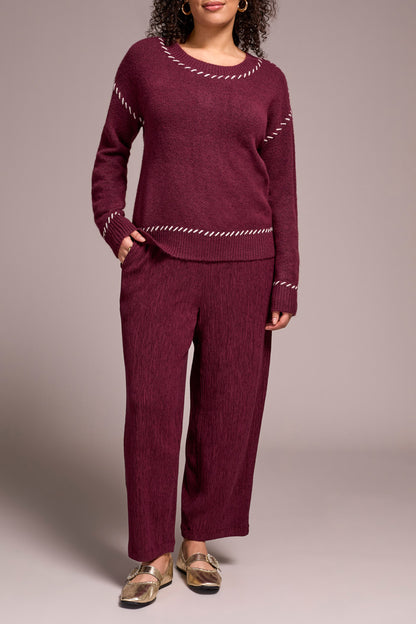 Tribal Whip Stitch Crew Neck Sweater